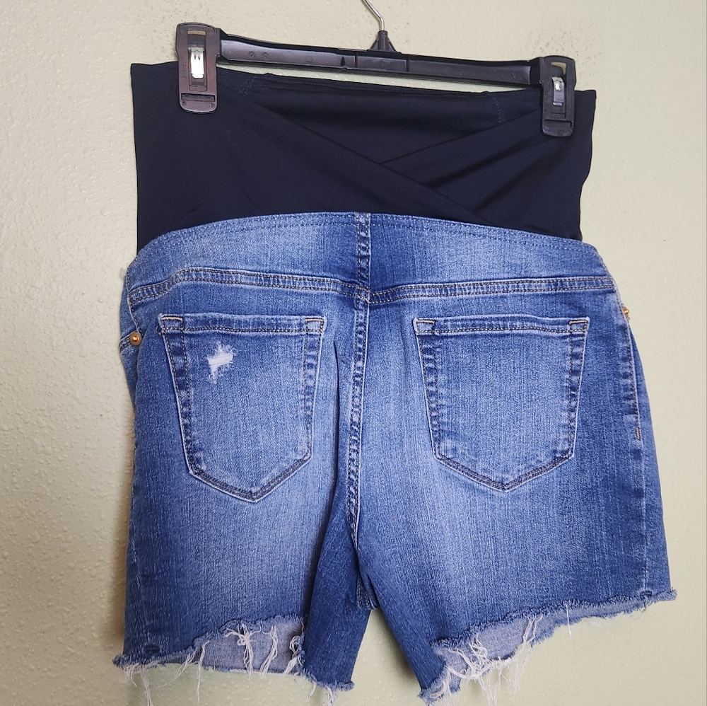 Isabel Maternity Midi Denim Shorts Size 6/28 - Picture 5 of 5
